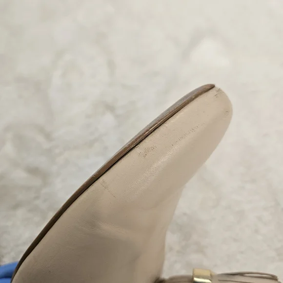 Beige Tassel Leather Mules Size 9 Tan Neutral Business Casual Minimalist Work - Picture 10 of 14